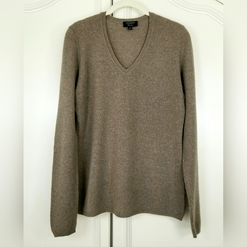 Charter Club Taupe V-Neck Sweater